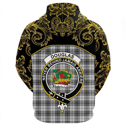 Printivon Douglas Grey Modern Tartan Clan Crest Hoodie Empire I
