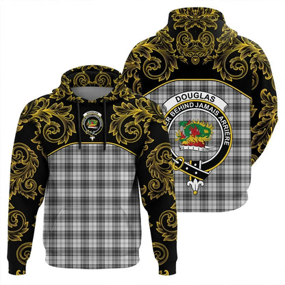 Printivon Douglas Grey Modern Tartan Clan Crest Hoodie Empire I