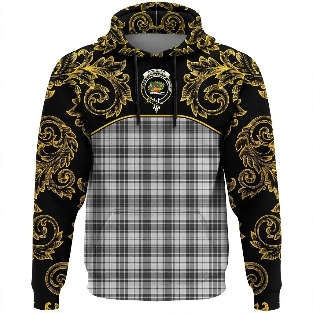 Printivon Douglas Grey Modern Tartan Clan Crest Hoodie Empire I
