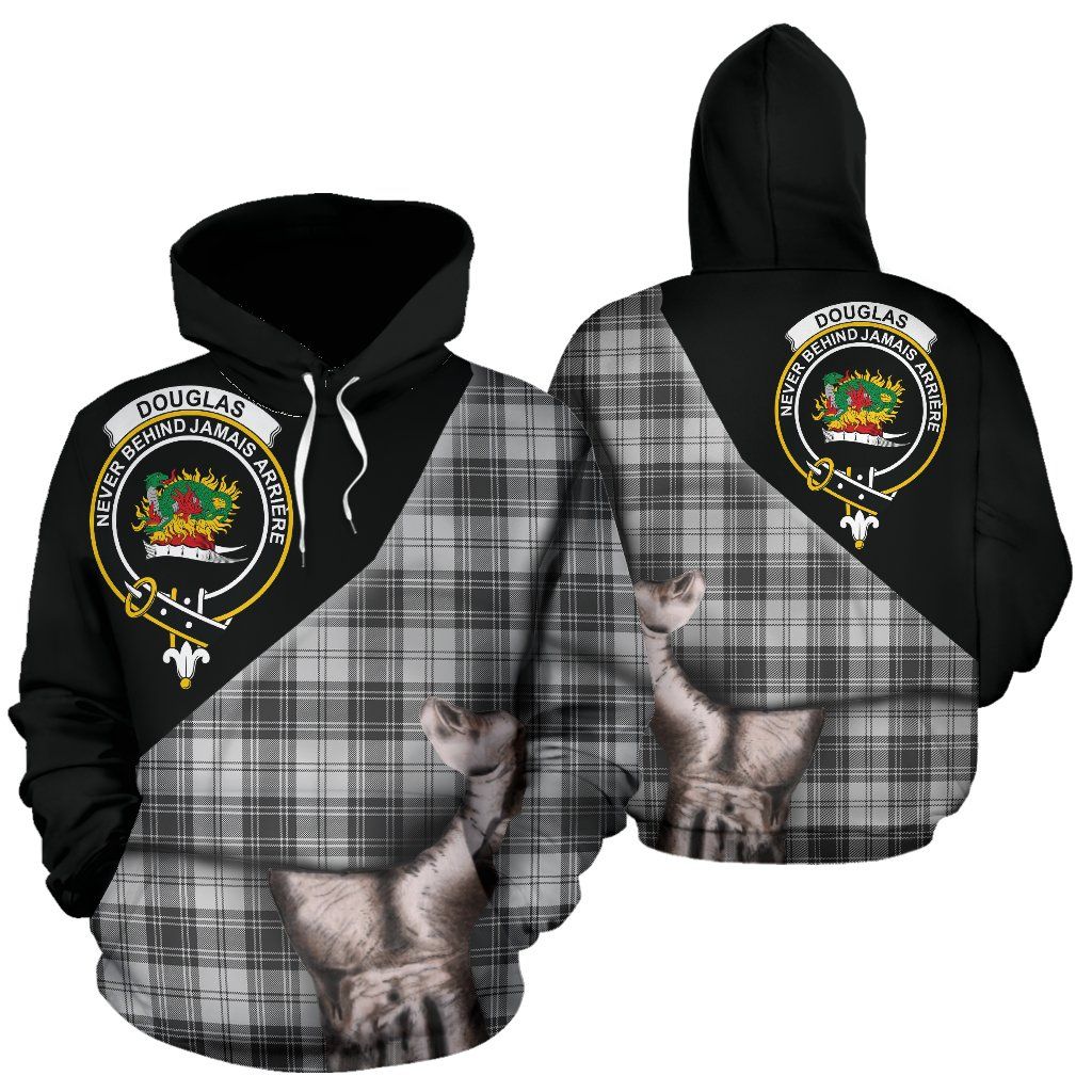 Printivon Douglas Grey Modern Tartan Clan Crest Hoodie Patronage