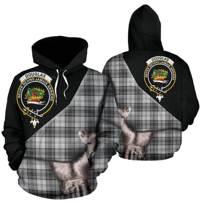 Printivon Douglas Grey Modern Tartan Clan Crest Hoodie Patronage