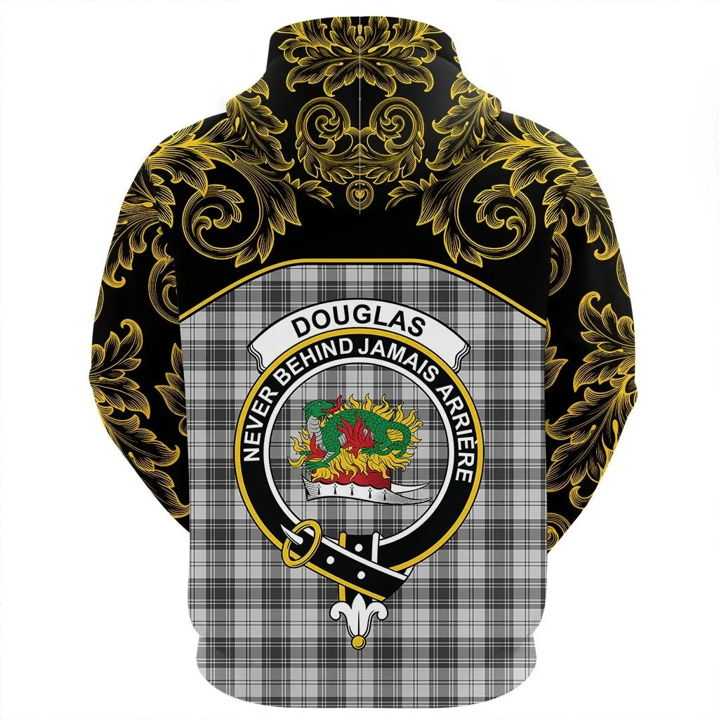 Printivon Douglas Grey Modern Tartan Clan Crest Zip Hoodie Empire I