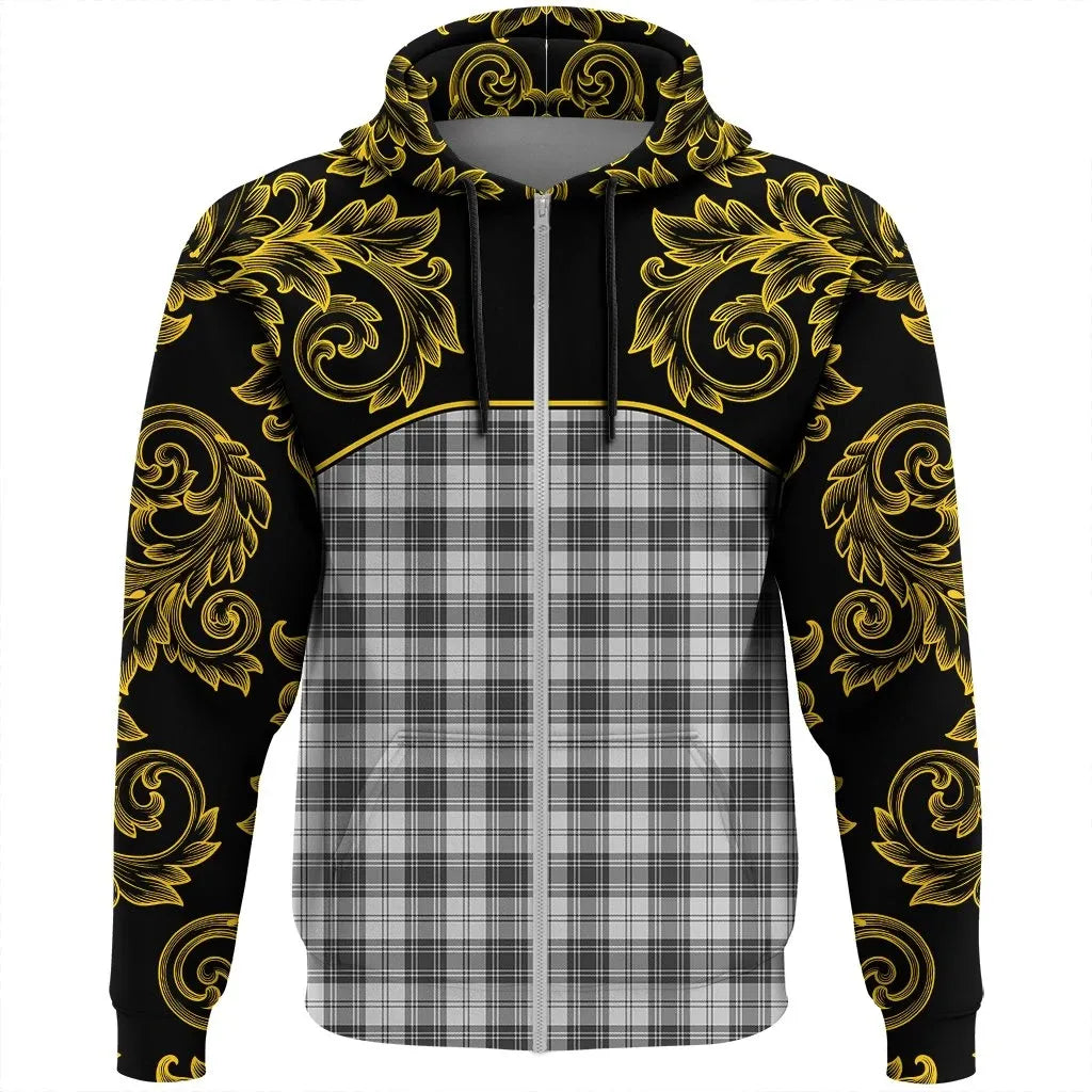 Printivon Douglas Grey Modern Tartan Clan Crest Zip Hoodie Empire I