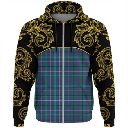Printivon Douglas Modern Tartan Clan Crest Zip Hoodie Empire I