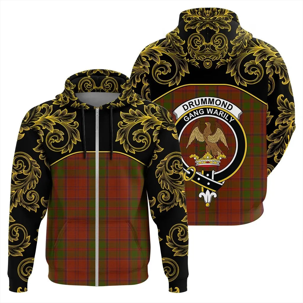 Printivon Drummond Clan Tartan Clan Crest Zip Hoodie Empire I
