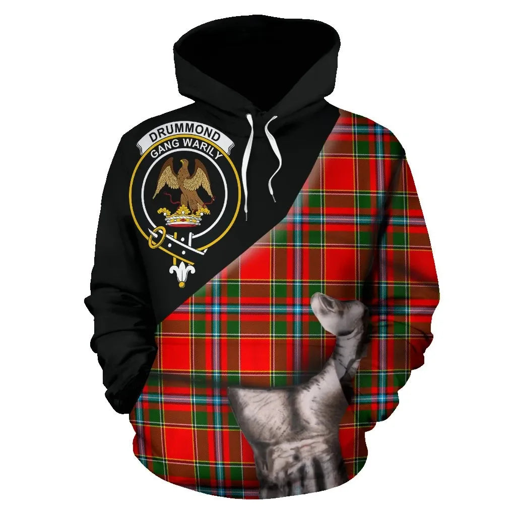 Printivon Drummond Of Perth Tartan Clan Crest Hoodie Patronage
