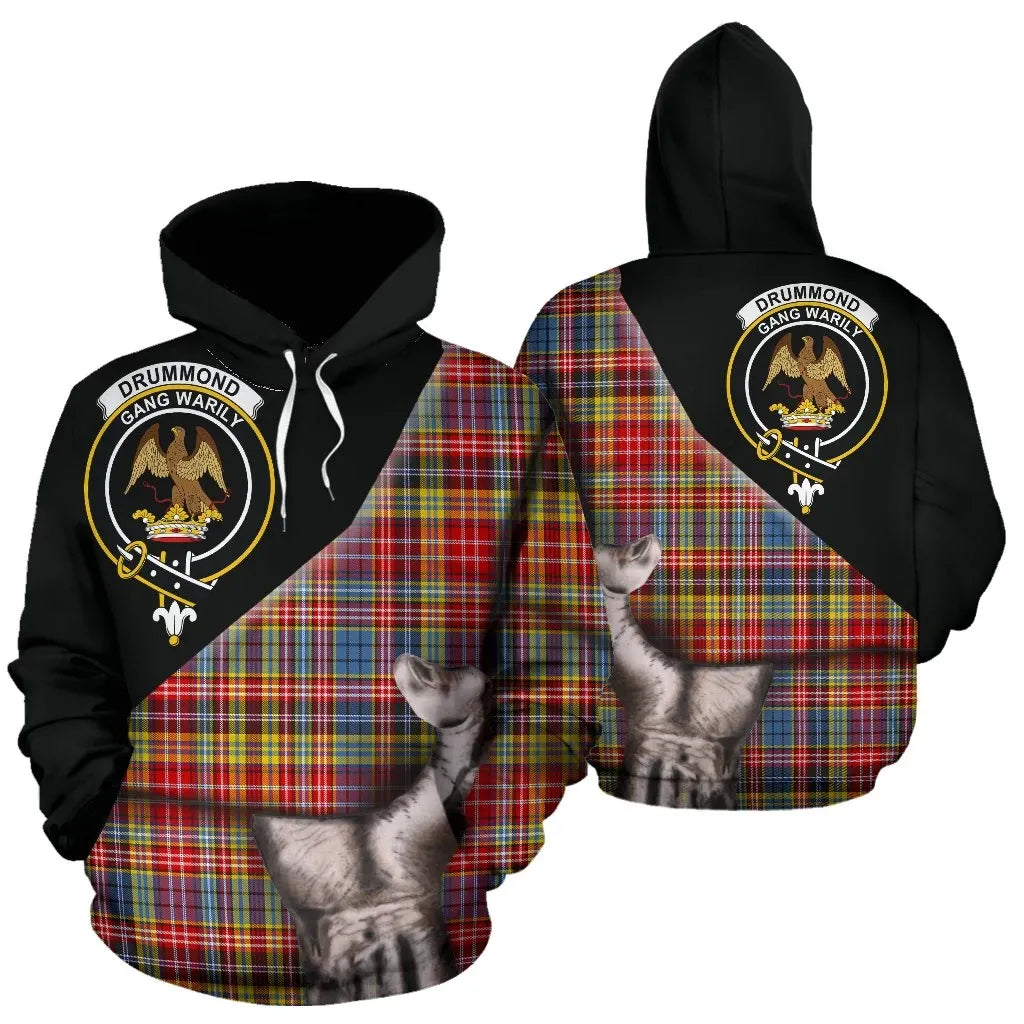 Printivon Drummond Of Strathallan Tartan Clan Crest Hoodie Patronage