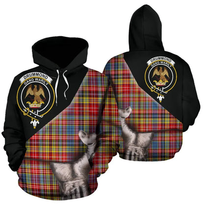 Printivon Drummond Of Strathallan Tartan Clan Crest Hoodie Patronage