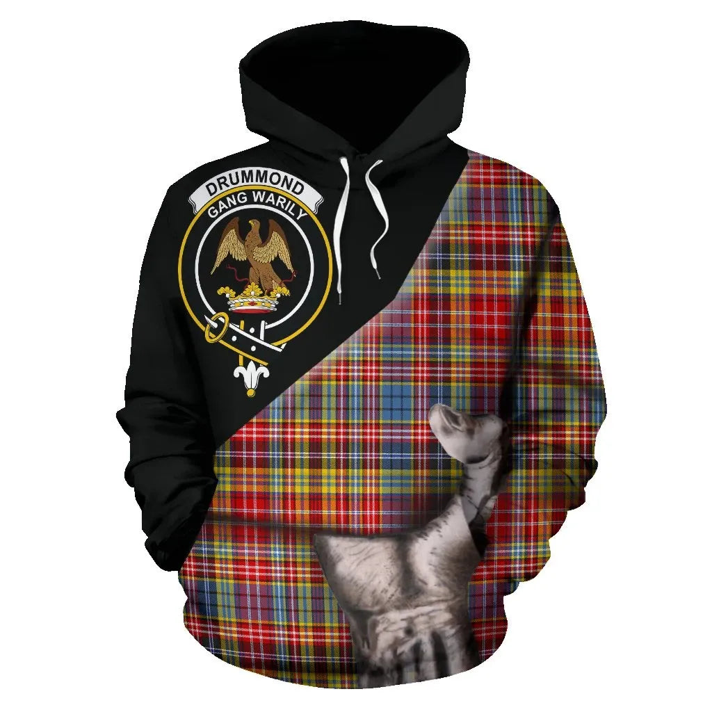 Printivon Drummond Of Strathallan Tartan Clan Crest Hoodie Patronage