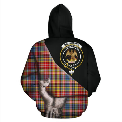 Printivon Drummond Of Strathallan Tartan Clan Crest Hoodie Patronage