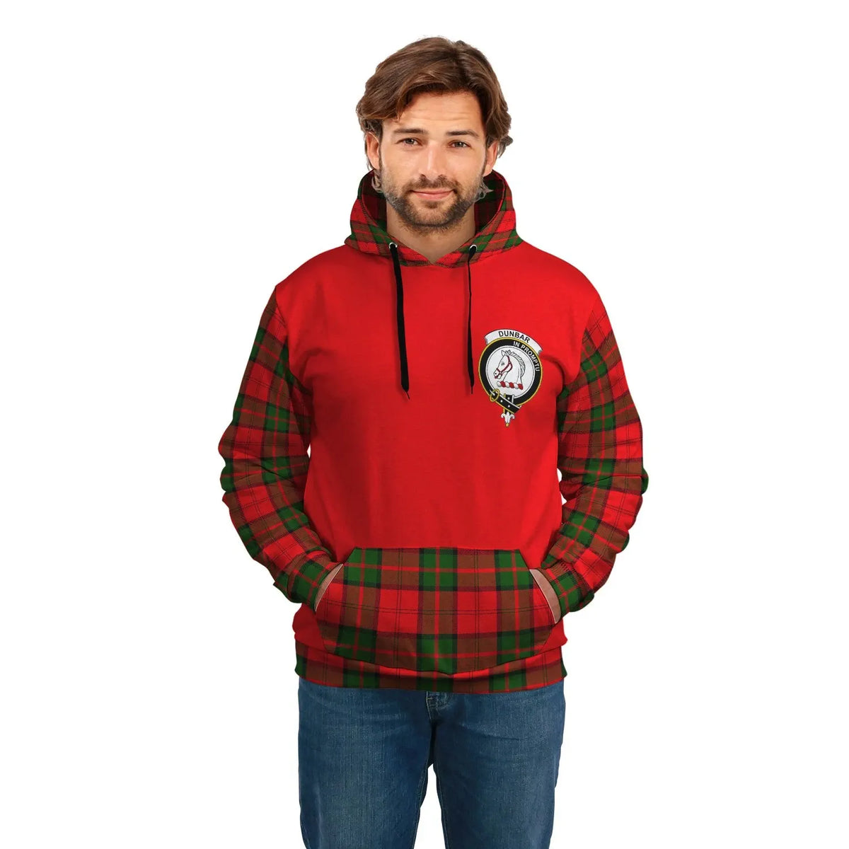 Printivon Dunbar Clans Tartan All Over Hoodie Sleeve Color