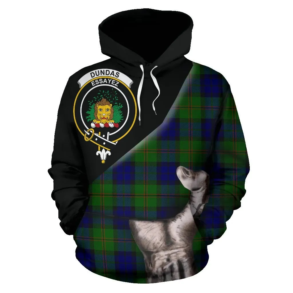 Printivon Dundas Modern Tartan Clan Crest Hoodie Patronage