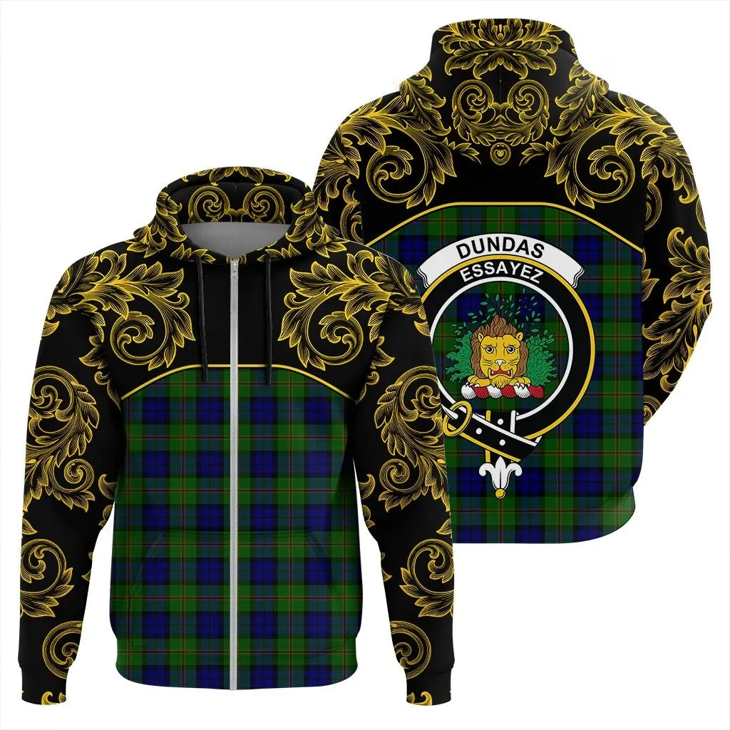 Printivon Dundas Modern Tartan Clan Crest Zip Hoodie Empire I