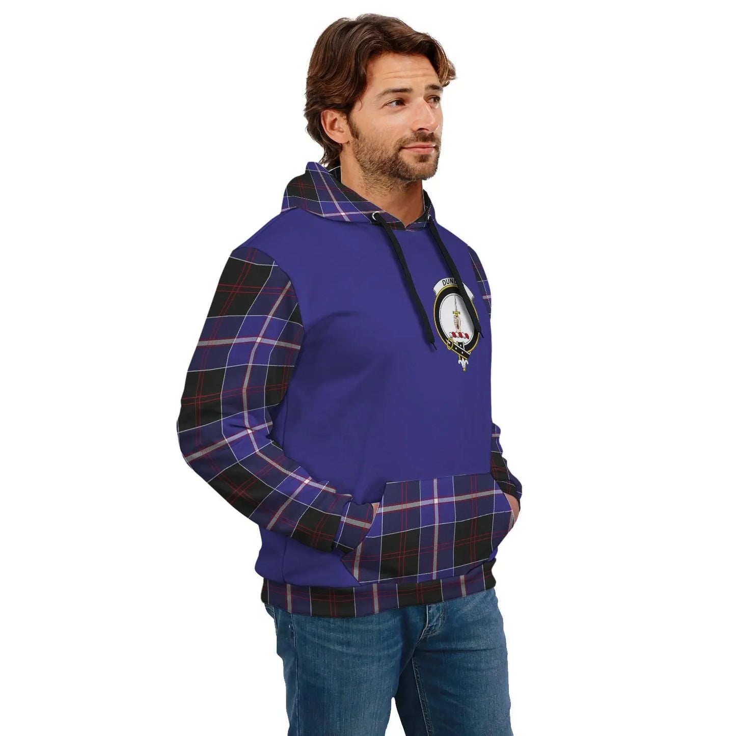 Printivon Dunlop Clans Tartan All Over Hoodie Sleeve Color