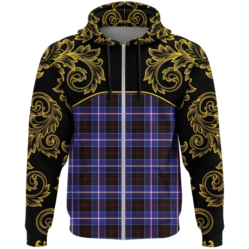 Printivon Dunlop Modern Tartan Clan Crest Zip Hoodie Empire I