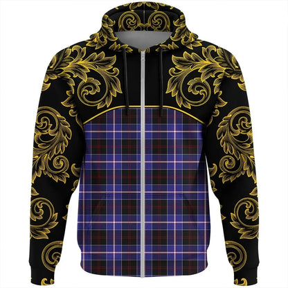 Printivon Dunlop Modern Tartan Clan Crest Zip Hoodie Empire I