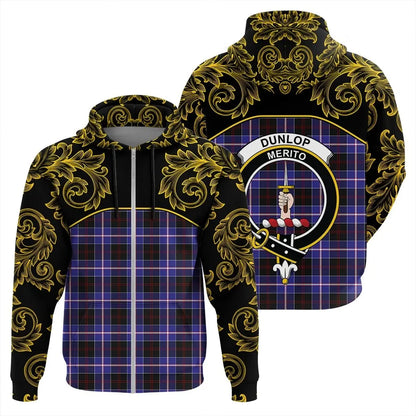 Printivon Dunlop Modern Tartan Clan Crest Zip Hoodie Empire I