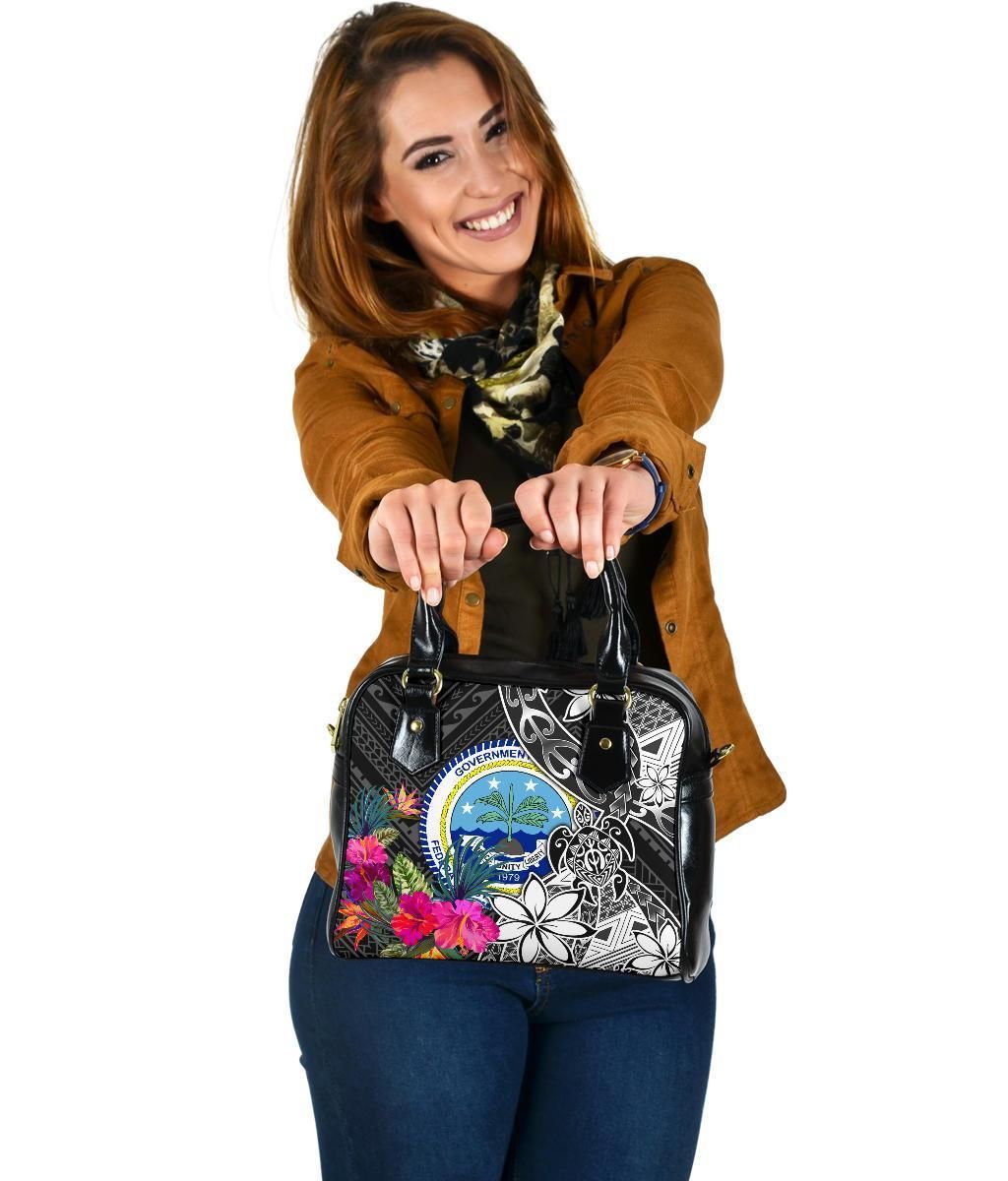 Federated States Of Micronesia Shoulder Handbag Turtle Plumeria Banana Leaf