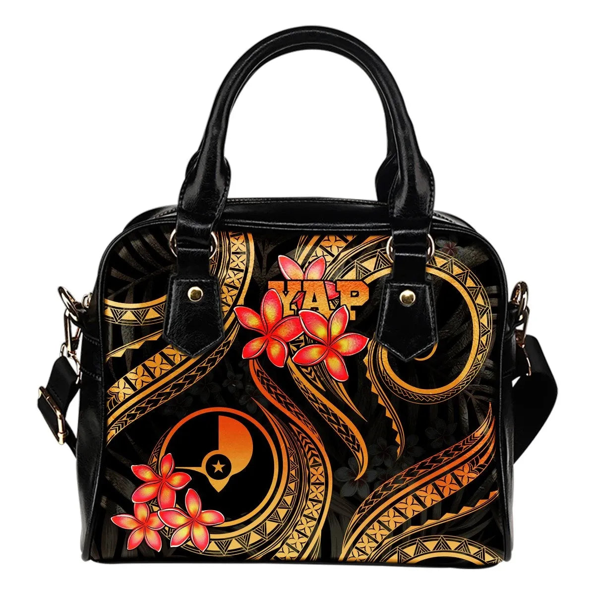 Yap Micronesian Shoulder Handbag Gold Plumeria