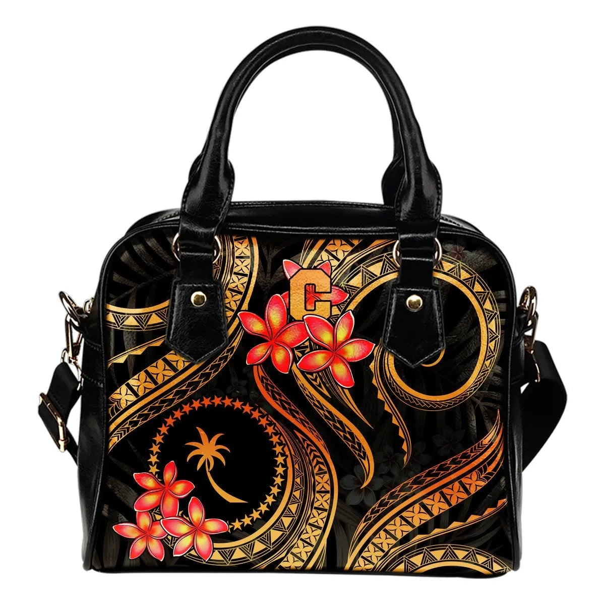 Chuuk Micronesian Shoulder Handbag Gold Plumeria