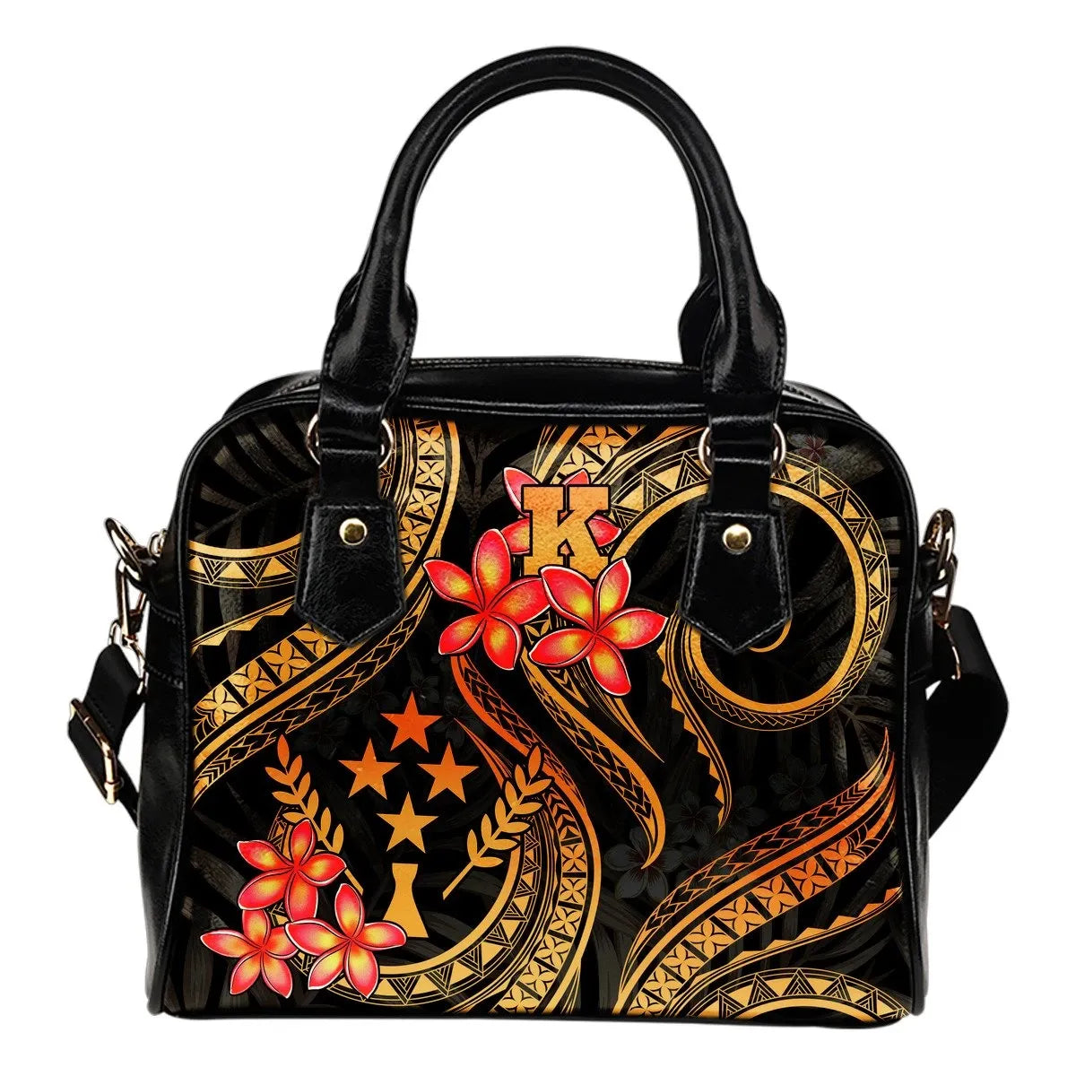 Kosrae Micronesian Shoulder Handbag Gold Plumeria