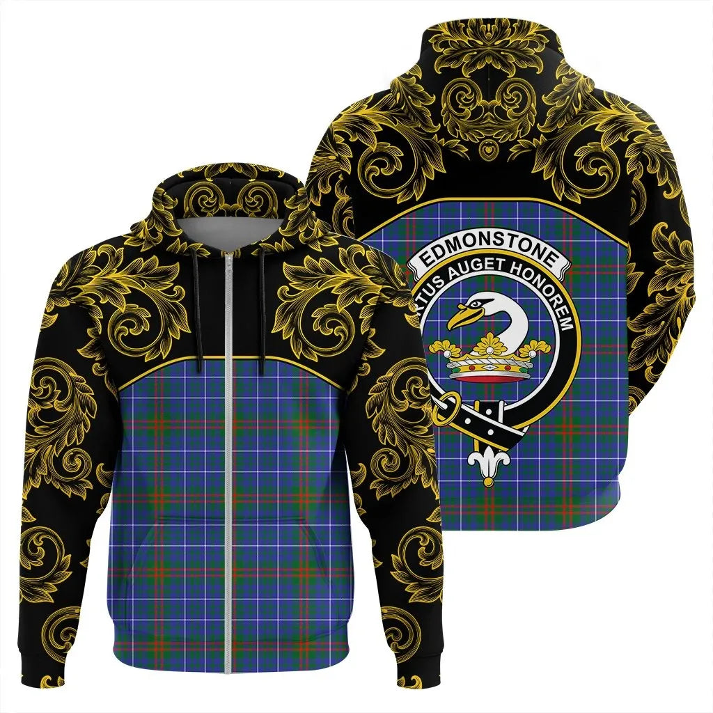 Printivon Edmonstone Tartan Clan Crest Zip Hoodie Empire I
