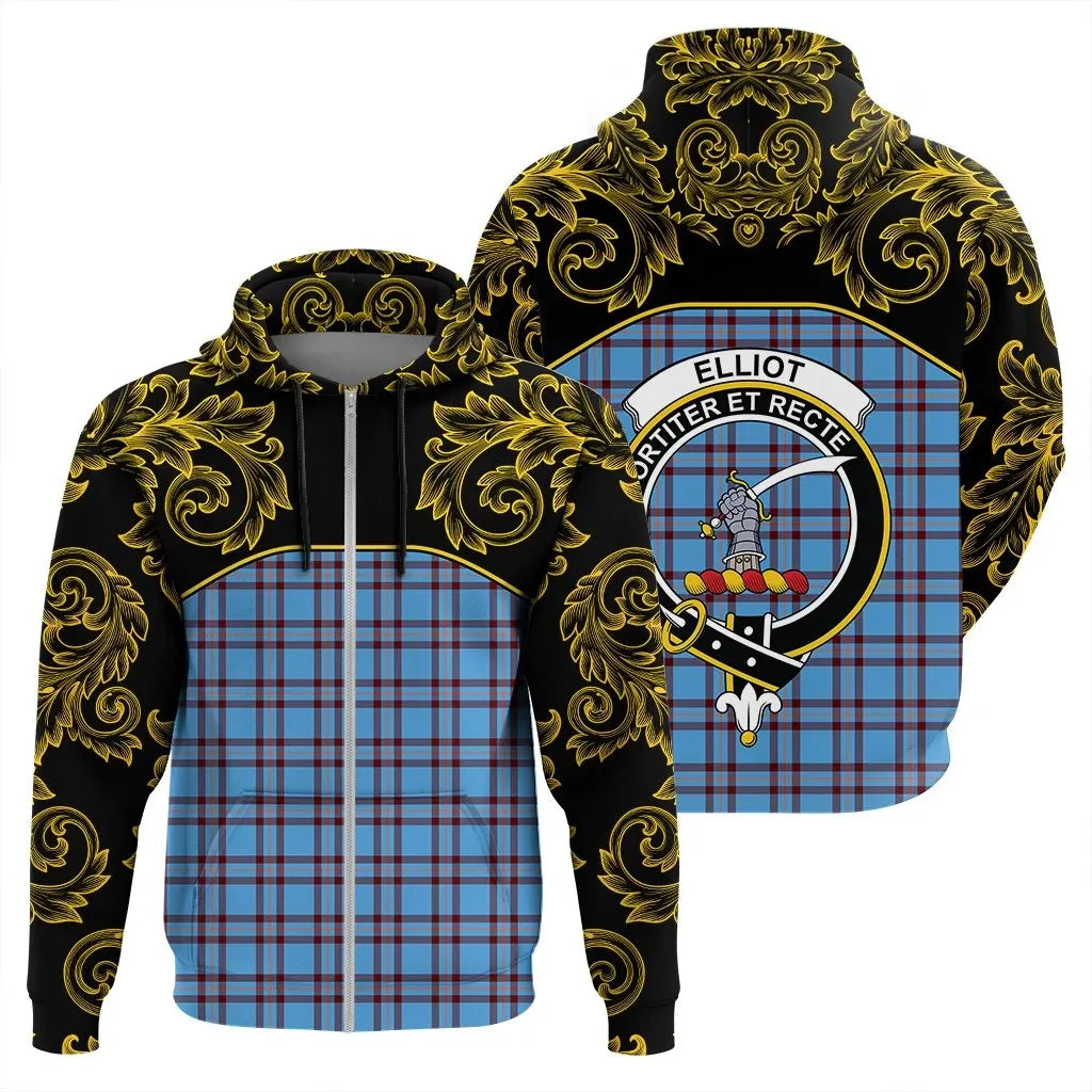 Printivon Elliot Ancient Tartan Clan Crest Zip Hoodie Empire I