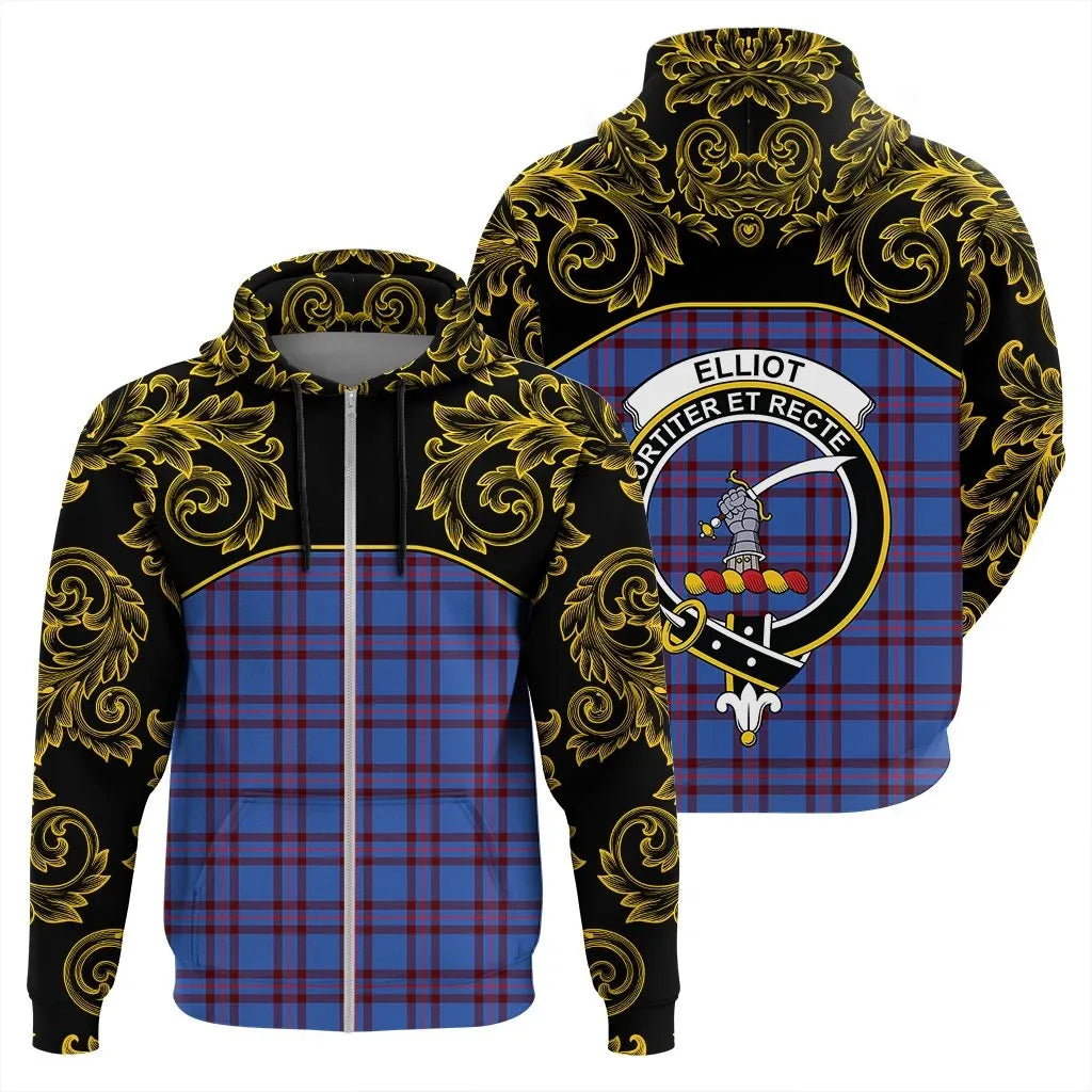 Printivon Elliot Modern Tartan Clan Crest Zip Hoodie Empire I