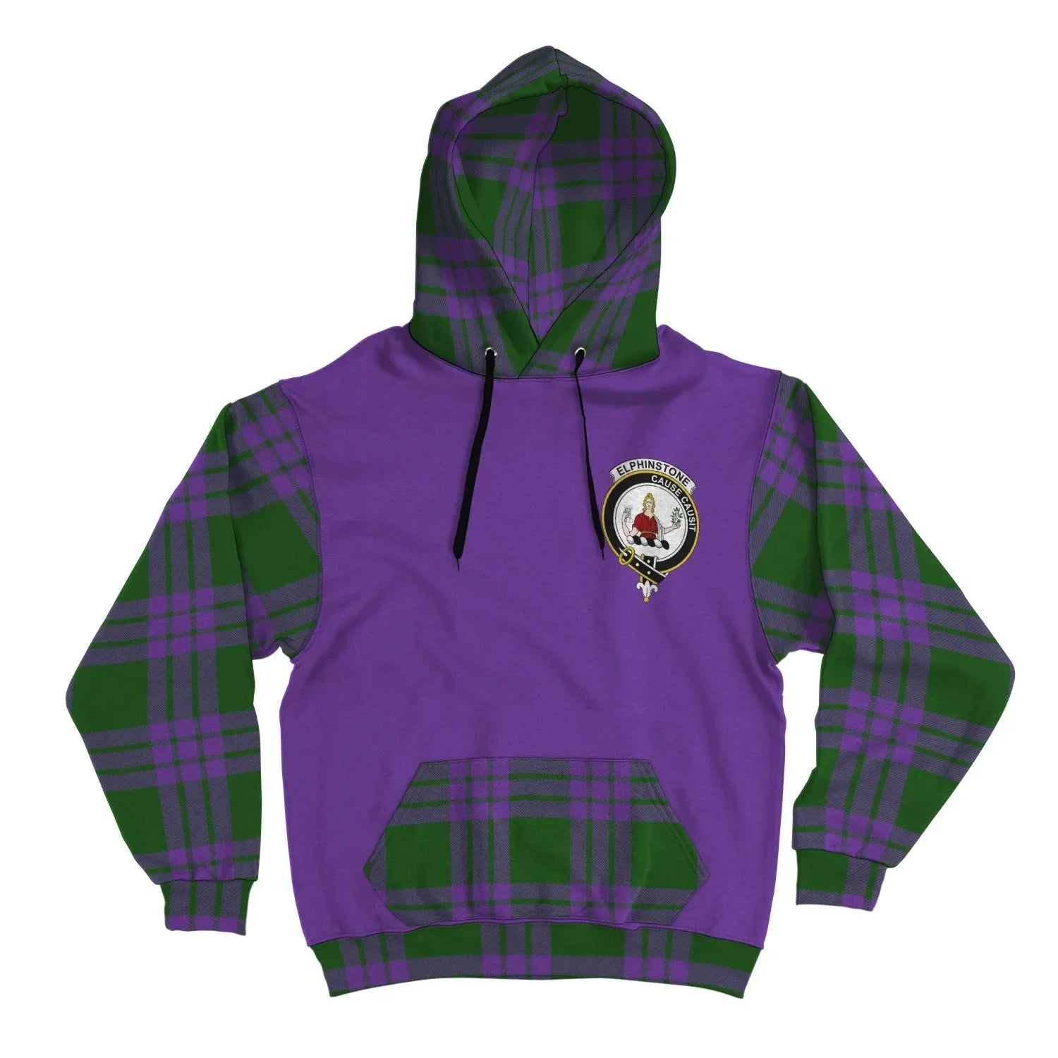 Printivon Elphinstone Clans Tartan All Over Hoodie Sleeve Color