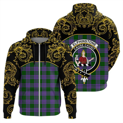 Printivon Elphinstone Tartan Clan Crest Zip Hoodie Empire I
