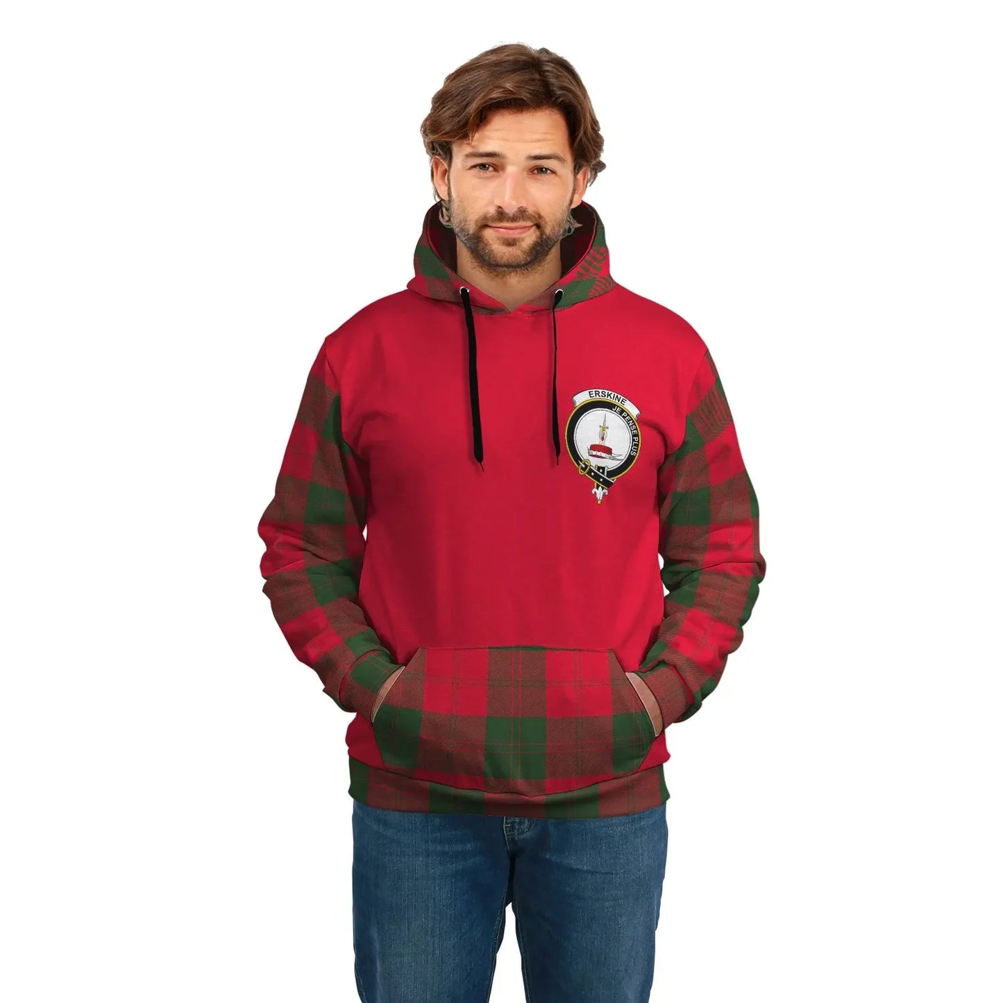 Printivon Erskine Clans Tartan All Over Hoodie Sleeve Color