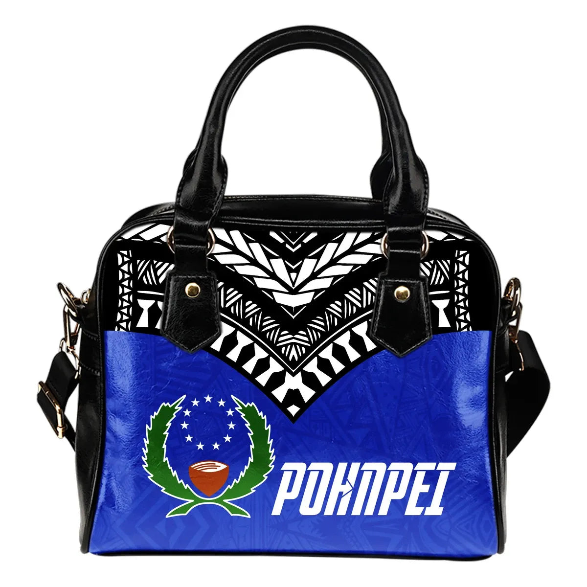 Pohnpei Flag Shoulder Handbag Micronesian Pattern