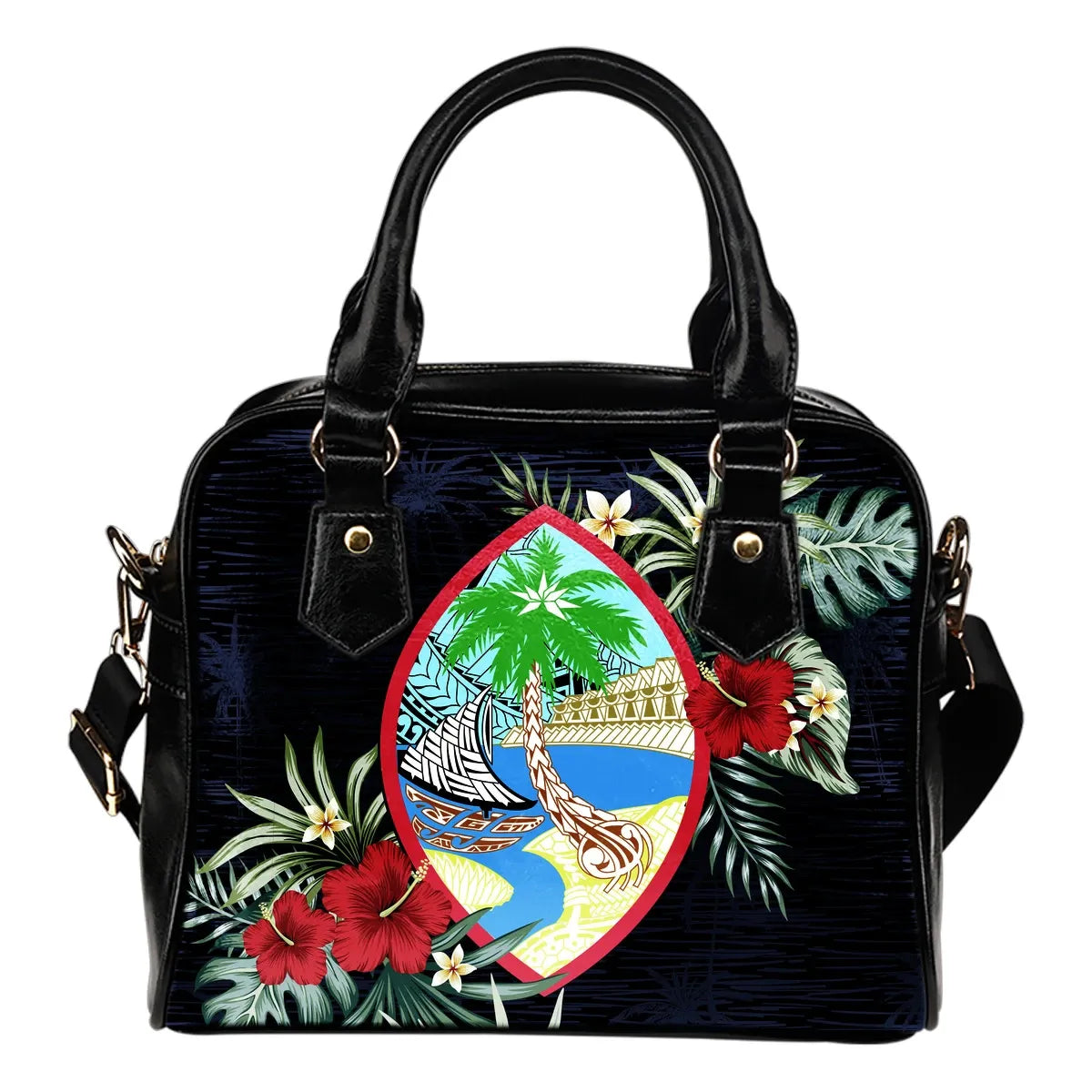 Guam Hibiscus Coat Of Arms Shoulder Handbag