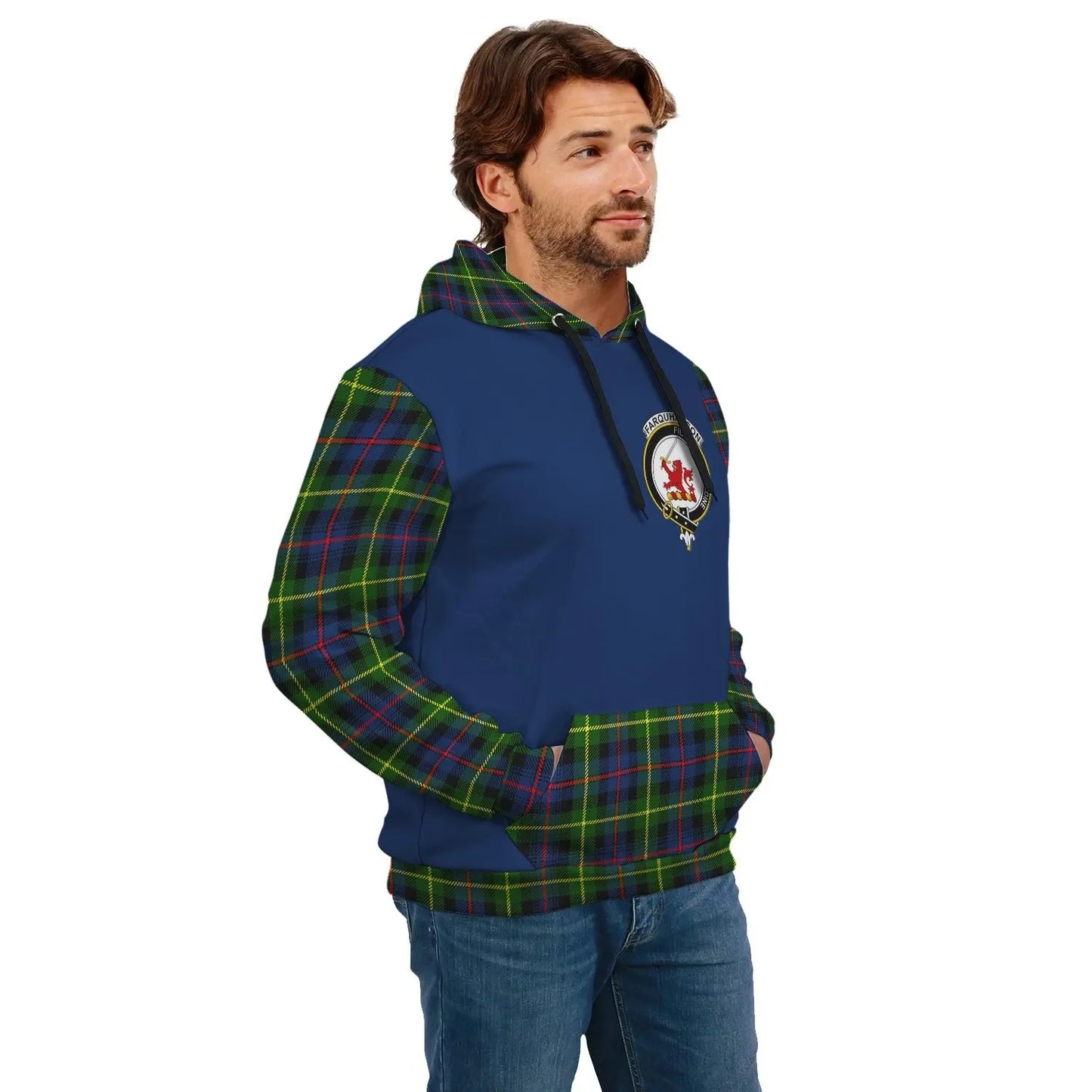 Printivon Farquharson Clans Tartan All Over Hoodie Sleeve Color