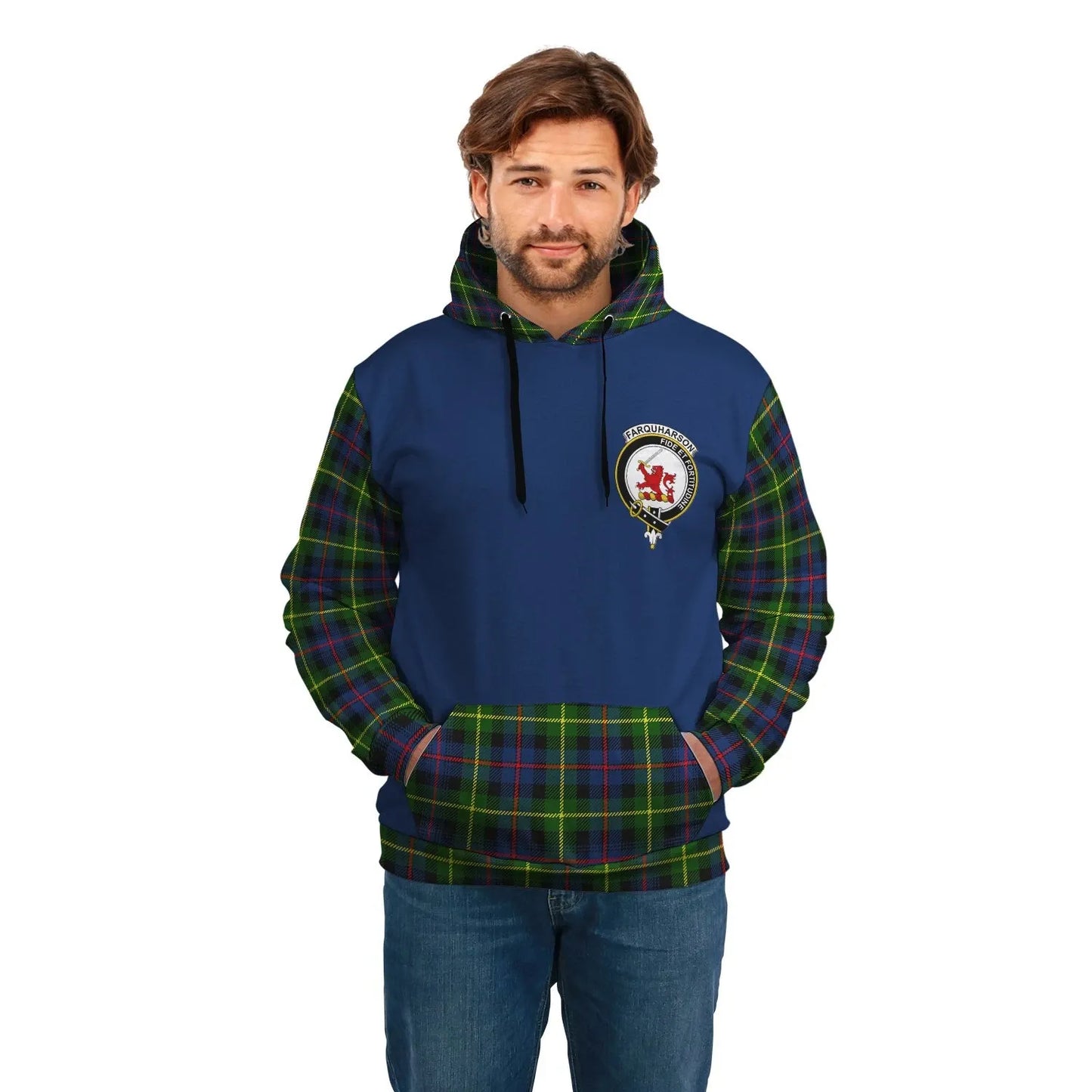 Printivon Farquharson Clans Tartan All Over Hoodie Sleeve Color