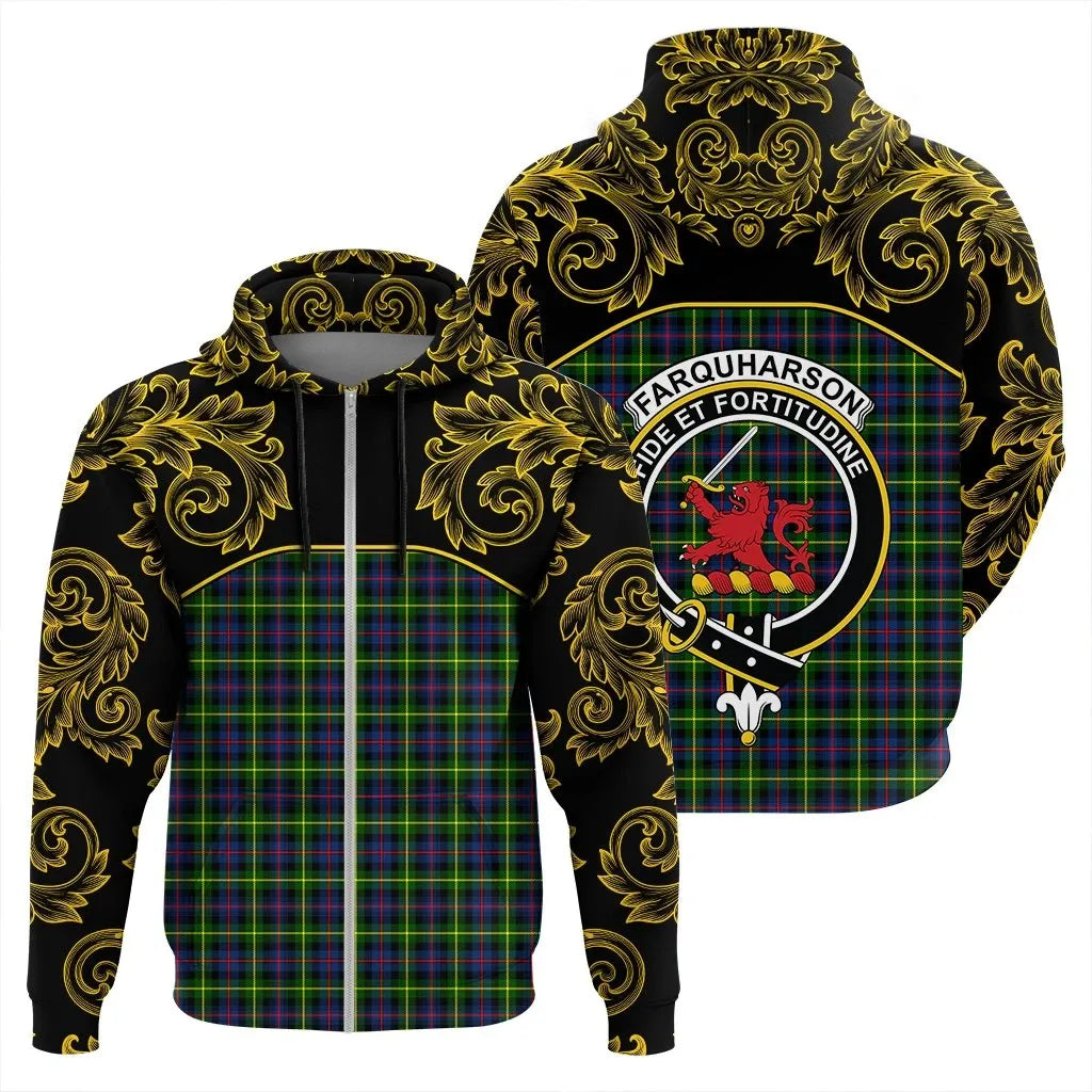 Printivon Farquharson Modern Tartan Clan Crest Zip Hoodie Empire I