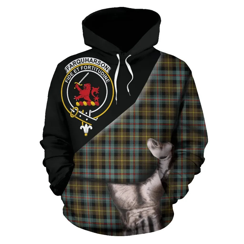 Printivon Farquharson Weathered Tartan Clan Crest Hoodie Patronage