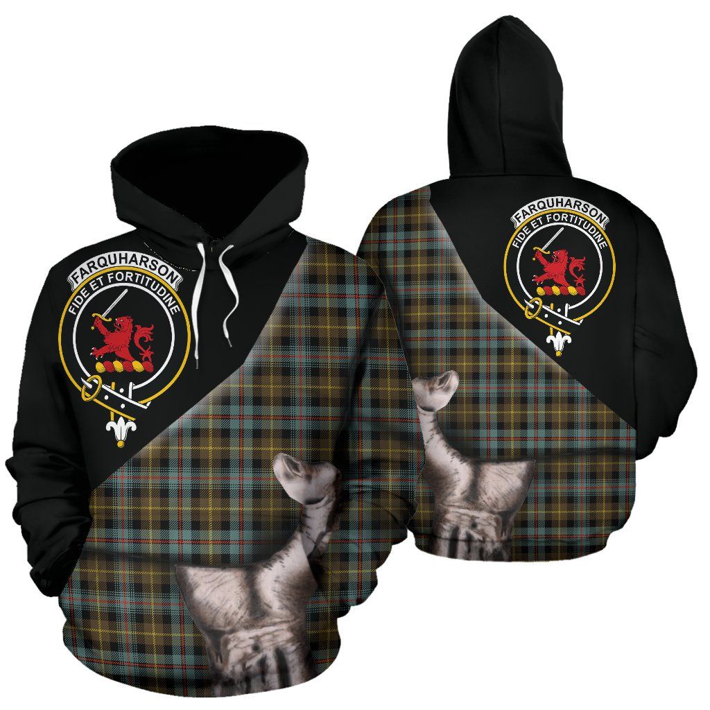 Printivon Farquharson Weathered Tartan Clan Crest Hoodie Patronage