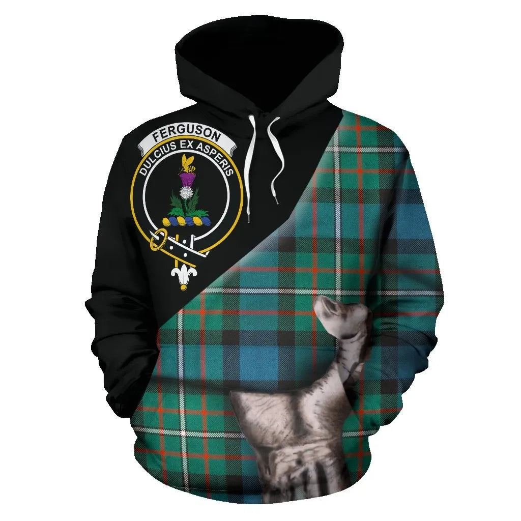 Printivon Ferguson Ancient Tartan Clan Crest Hoodie Patronage