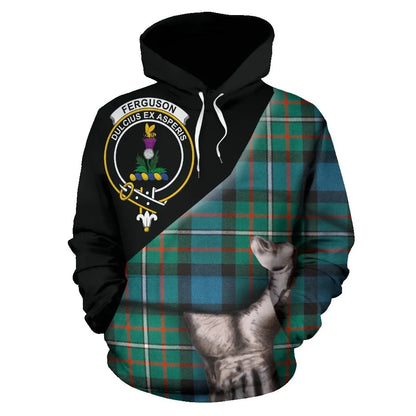 Printivon Ferguson Ancient Tartan Clan Crest Hoodie Patronage
