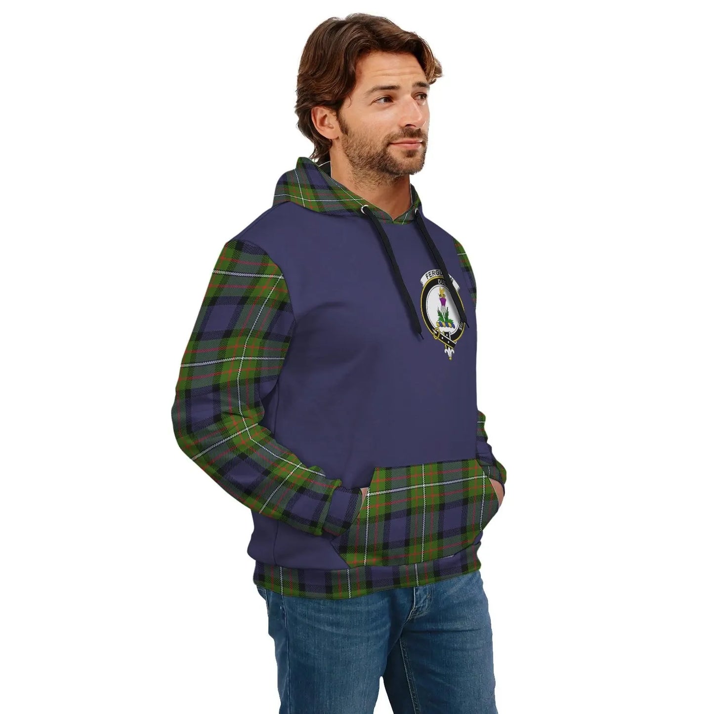 Printivon Fergusson Clans Tartan All Over Hoodie Sleeve Color