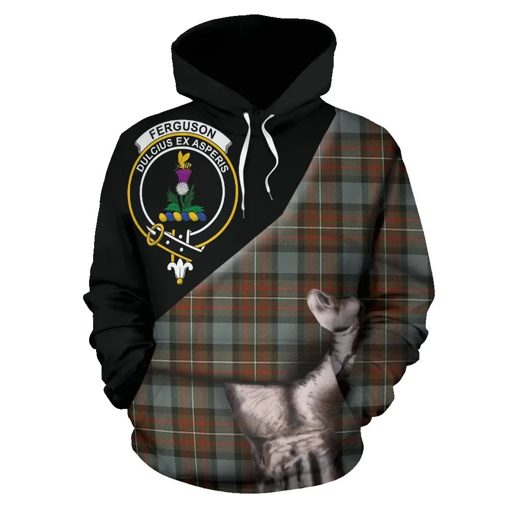 Printivon Fergusson Weathered Tartan Clan Crest Hoodie Patronage