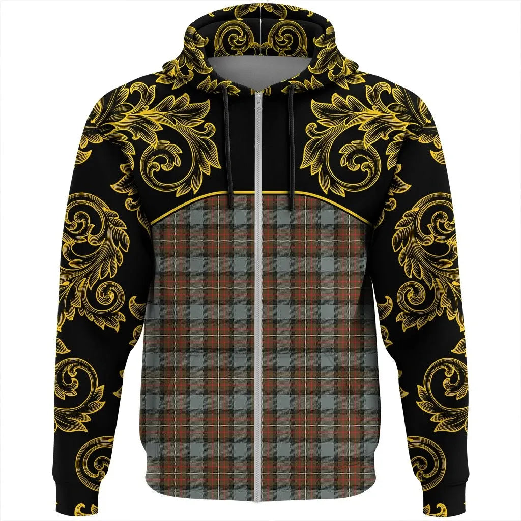 Printivon Fergusson Weathered Tartan Clan Crest Zip Hoodie Empire I