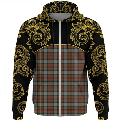 Printivon Fergusson Weathered Tartan Clan Crest Zip Hoodie Empire I