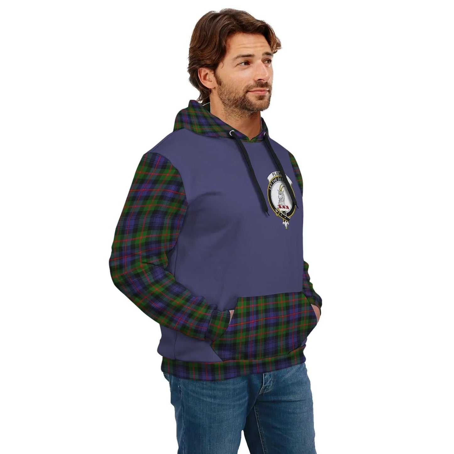 Printivon Fleming Clans Tartan All Over Hoodie Sleeve Color