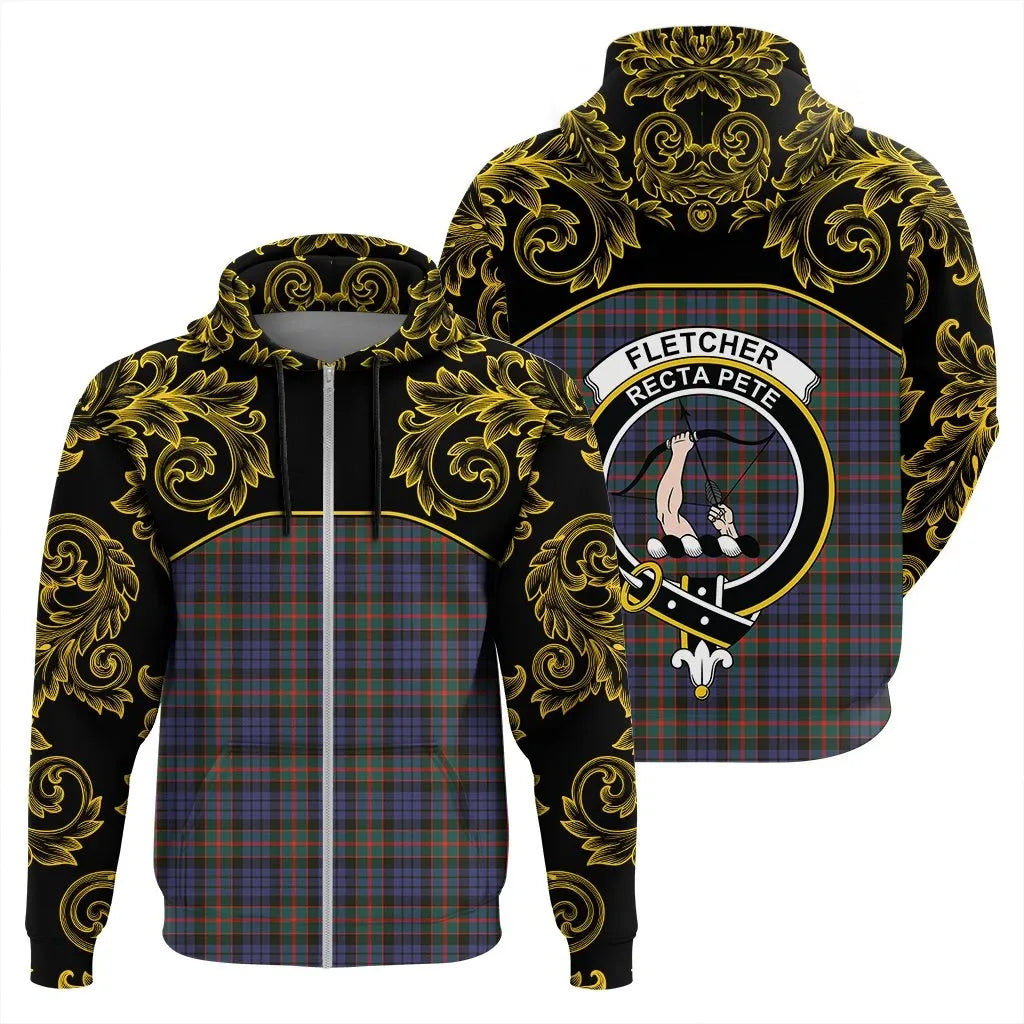 Printivon Fletcher Of Dunans Tartan Clan Crest Zip Hoodie Empire I