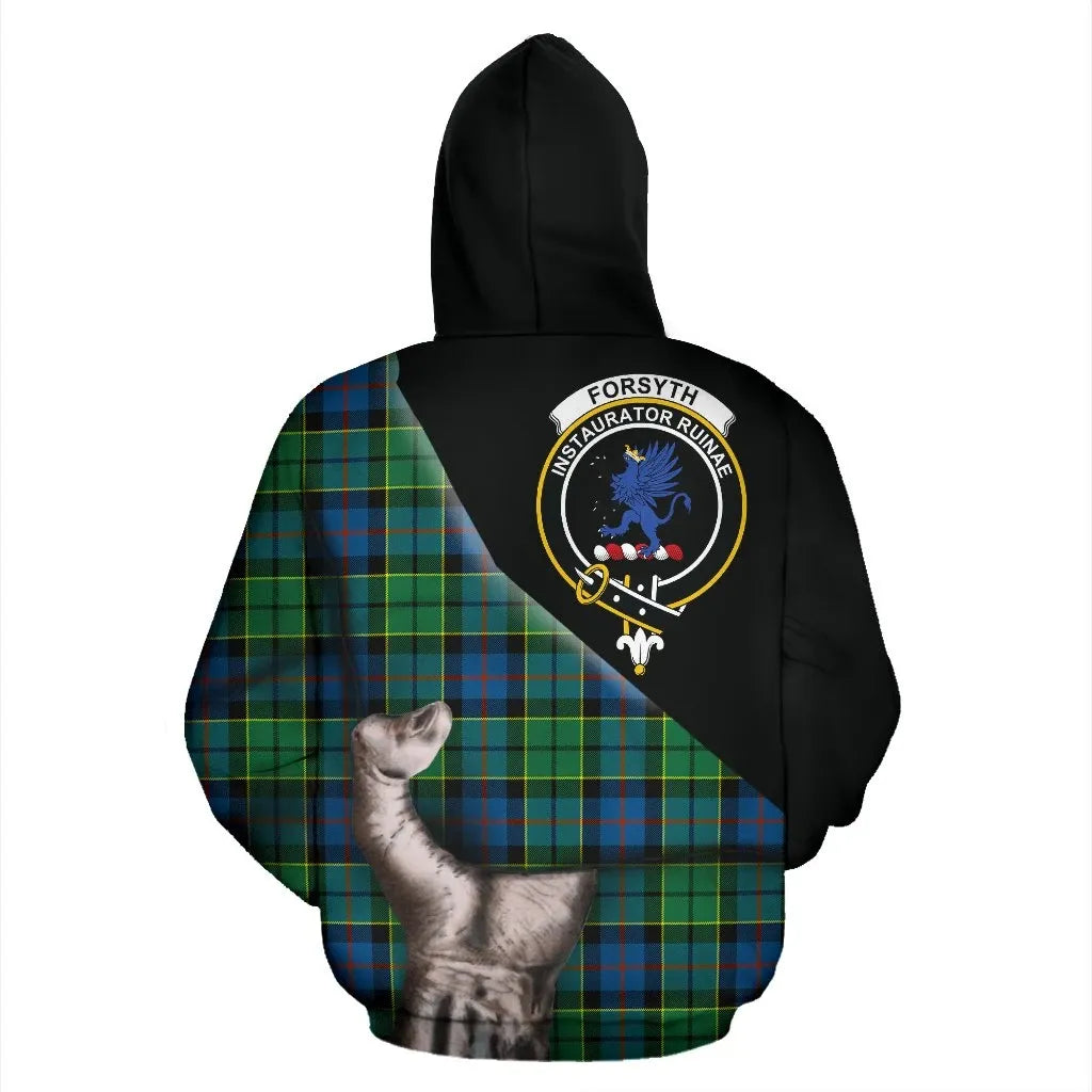 Printivon Forsyth Ancient Tartan Clan Crest Hoodie Patronage