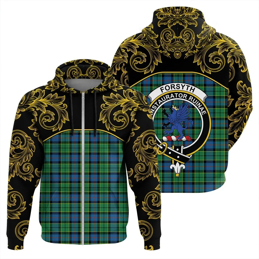 Printivon Forsyth Ancient Tartan Clan Crest Zip Hoodie Empire I