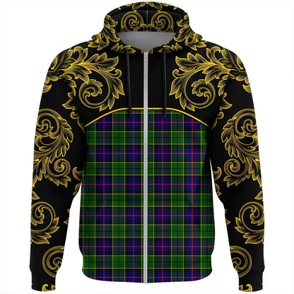 Printivon Forsyth Modern Tartan Clan Crest Zip Hoodie Empire I
