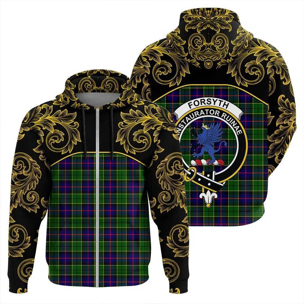 Printivon Forsyth Modern Tartan Clan Crest Zip Hoodie Empire I